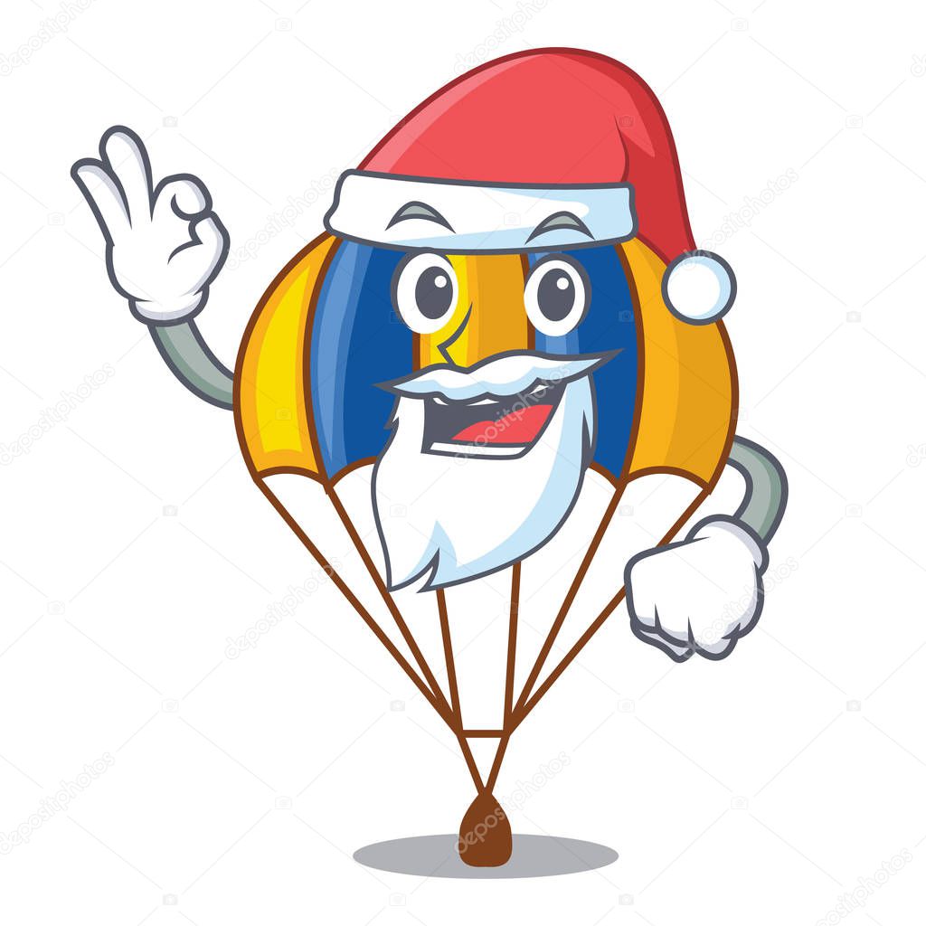 Santa parachute in shape of acartoon fuuny vector illustration
