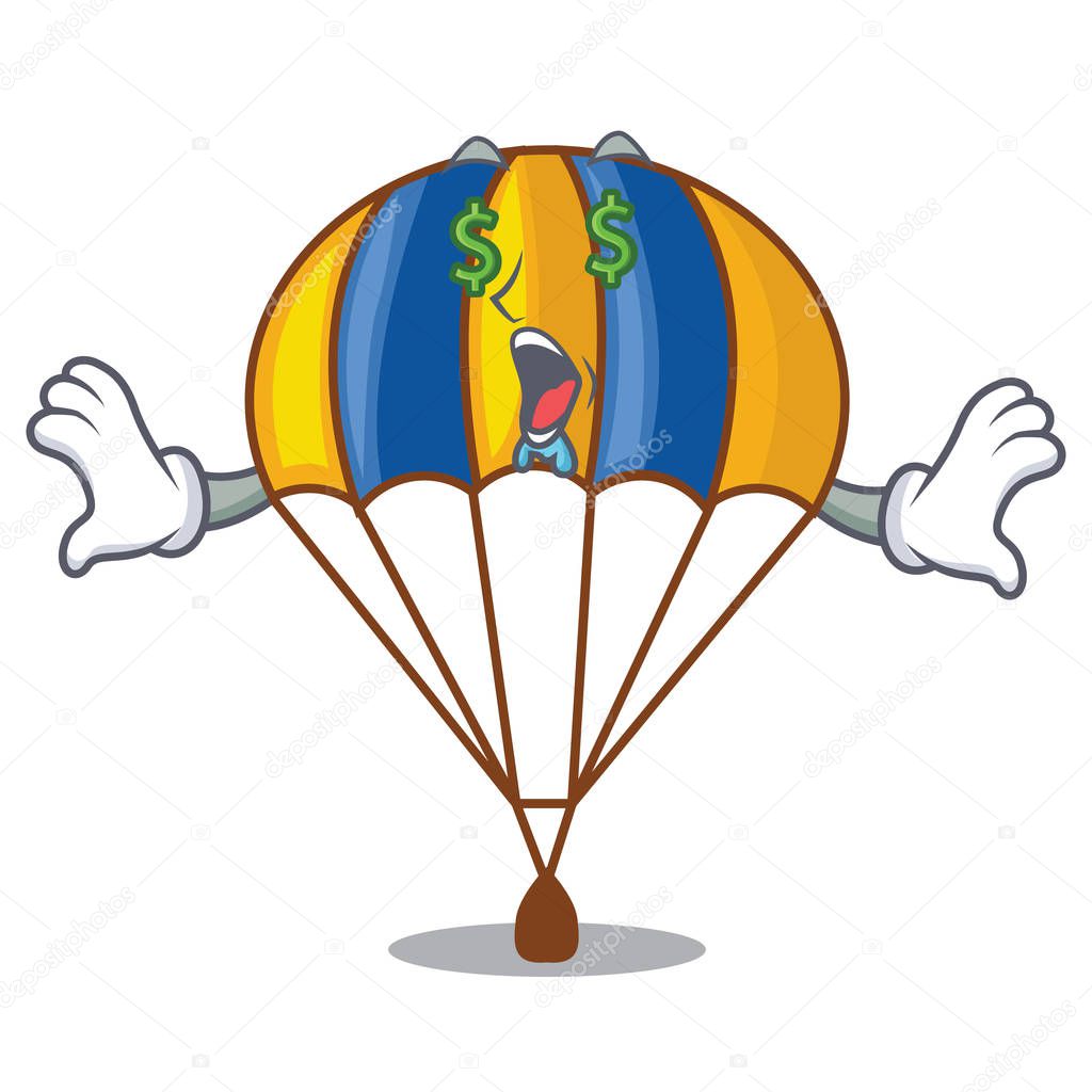Money eye parachute in shape of acartoon fuuny vector illustration