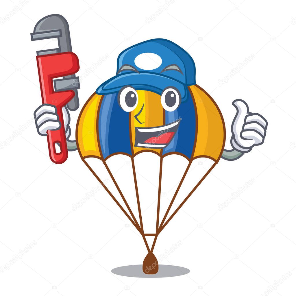 Plumber parachute in shape of acartoon fuuny vector illustration