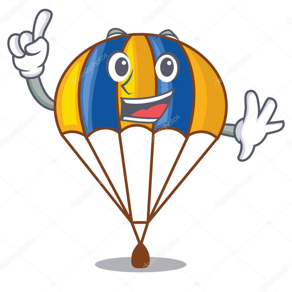 Finger parachute in shape of acartoon fuuny vector illustration