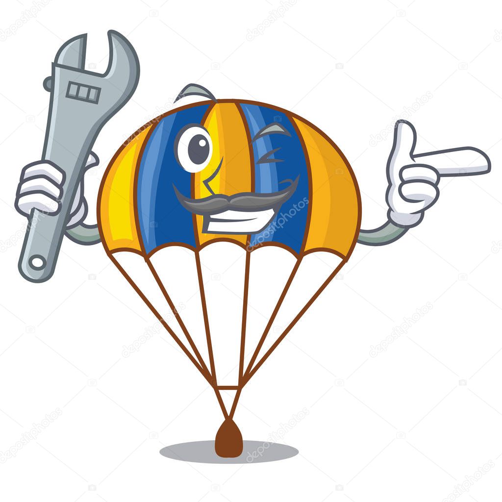 Mechanic parachute in shape of acartoon fuuny vector illustration