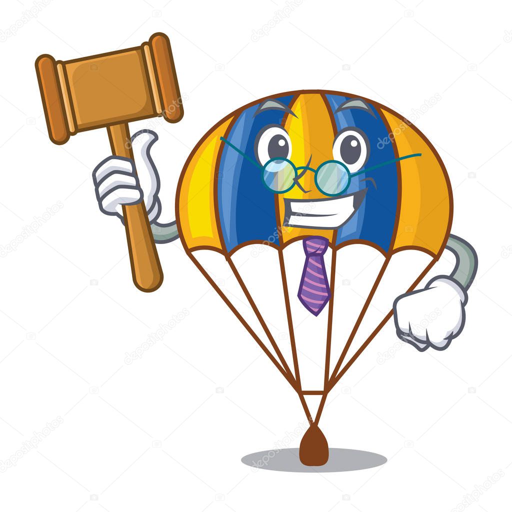 Judge parachute in shape of acartoon fuuny vector illustration