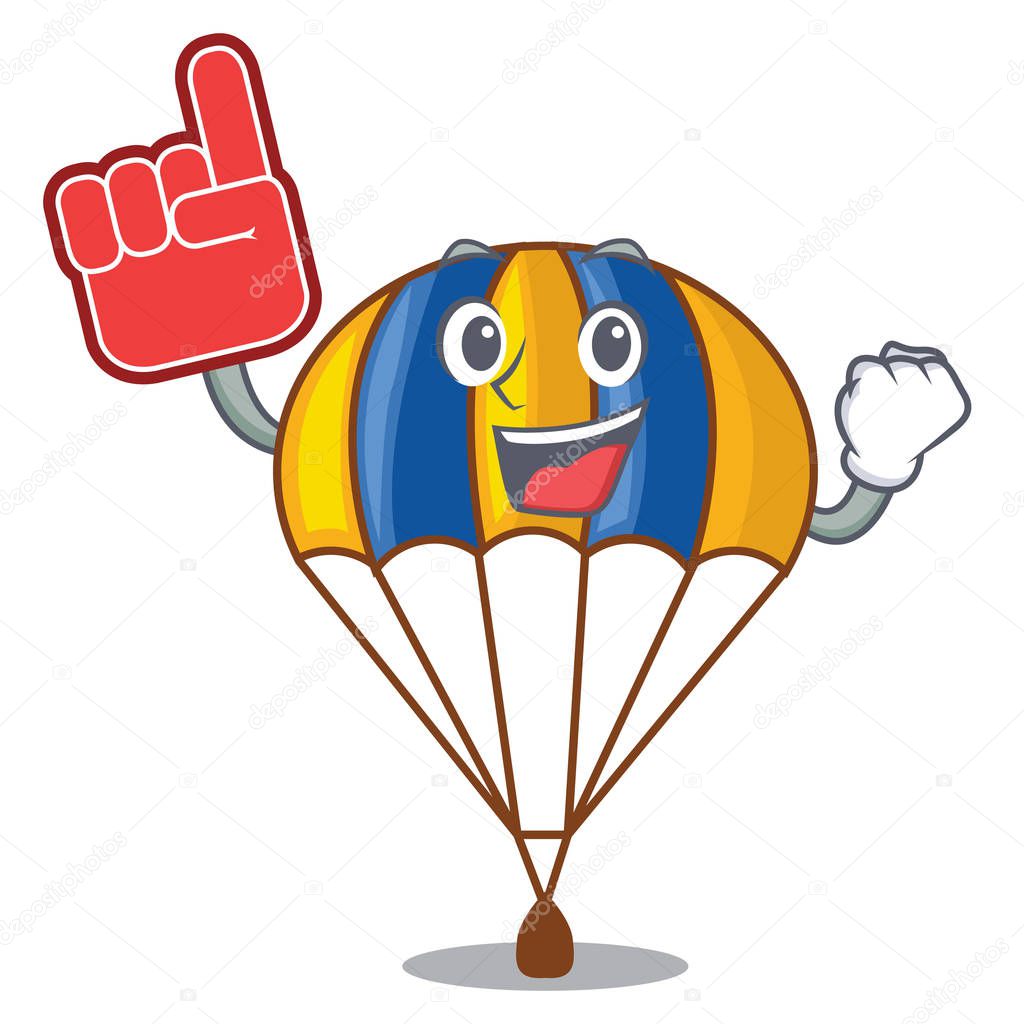 Foam finger parachute in shape of acartoon fuuny vector illustration