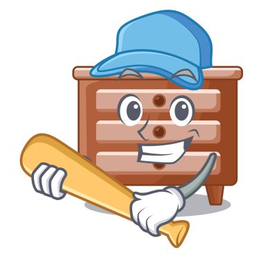 Şeklin çizgi film ahşap vektör çizim iskambil beyzbol bidside tablo