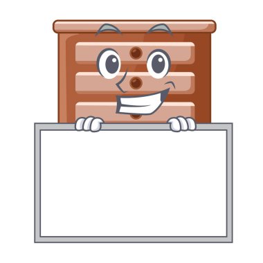 Şeklin çizgi film ahşap vektör çizim kurulu bidside tablo ile sırıtarak