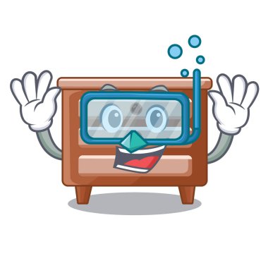 Dalış başucundaki izole maskot vektör çizim