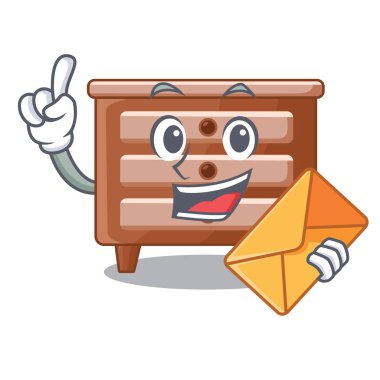 Zarf ile başucundaki izole maskot vektör çizim