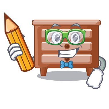 Öğrenci başucundaki izole maskot vektör çizim