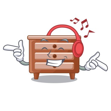 Dinleme müzik karakter başucu tabloda Oda vektör çizim