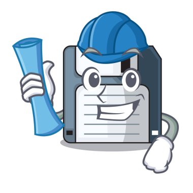 Mimar disket ile bir maskot vektör illüstrasyon izole