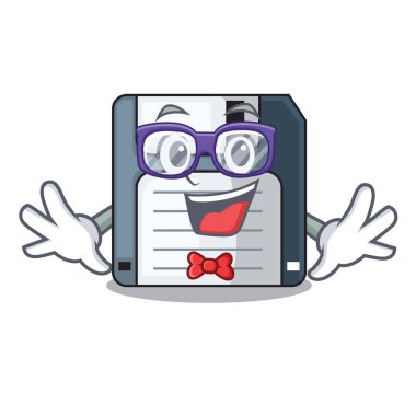Geek disket ile bir maskot vektör illüstrasyon izole