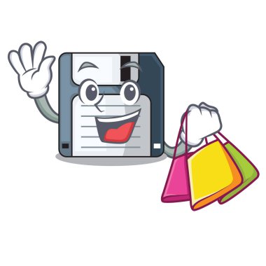 Disketi ile bir maskot vektör illüstrasyon izole alışveriş