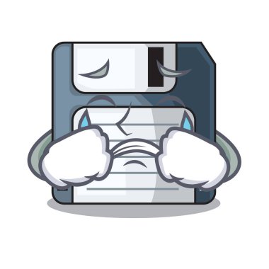 Disket karakter komik vektör çizim içinde ağlıyor