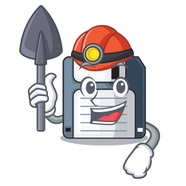 Madenci disket içinde karakter komik vektör çizim