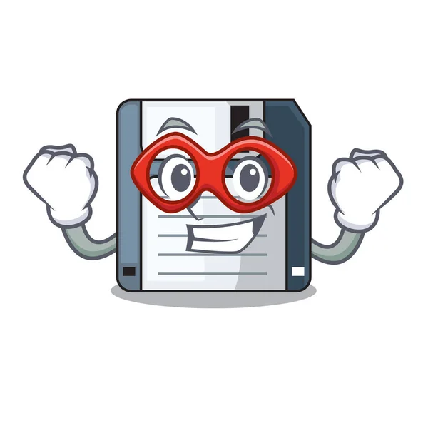 Super Held Diskette Geïsoleerd Met Een Mascotte Vectorillustratie — Stockvector