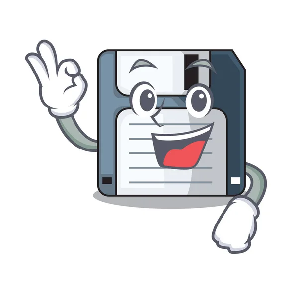 Oke Diskette Geïsoleerd Met Een Mascotte Vectorillustratie — Stockvector