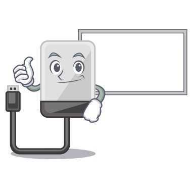 Başparmak yukarıya maskot vektör çizim şeklini kurulu sabit sürücü