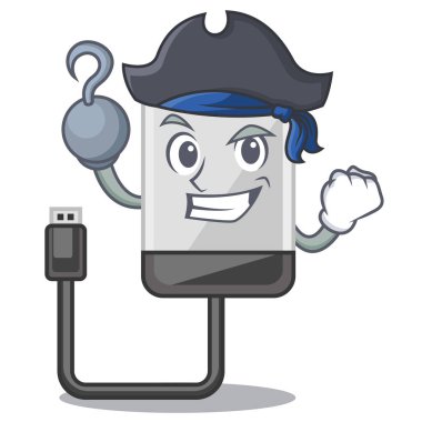 Korsan sabit sürücü maskot vektör çizim şeklinde