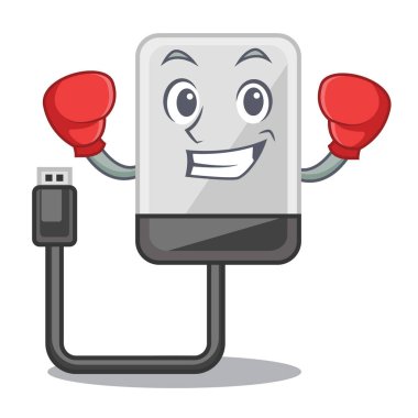 Maskot vektör çizim şeklinde boks sabit disk