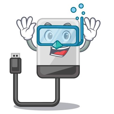 Dalış hasrd çizgi film sürücüde ahşap masa vektör çizim