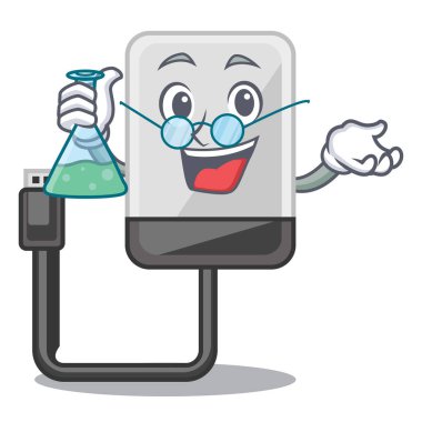 Profesör hasrd çizgi film sürücüde ahşap masa vektör çizim