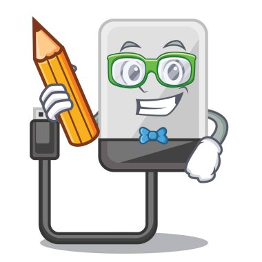 Öğrenci hasrd çizgi film sürücüde ahşap masa vektör çizim