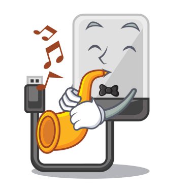 Trompet ile sabit disk üzerinde karakter vektör illüstrasyon izole