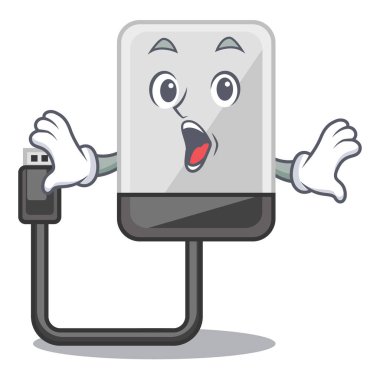 Sürpriz sabit disk üzerinde karakter vektör illüstrasyon izole