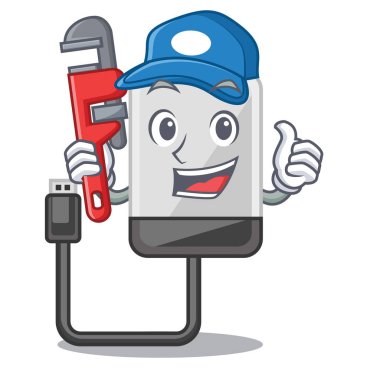 Tesisatçı çizgi film sert sokmak çanta vektör çizim