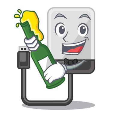 Bira çizgi film içinde sert götürmek ile çanta vektör çizim