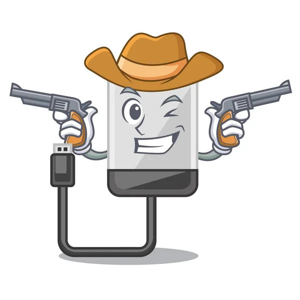 Cowboy Disco Duro Forma Mascota Vector Ilustración — Vector de stock