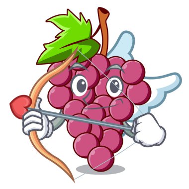 Aşk tanrısı kırmızı üzüm meyve karikatür şeklinde illustrartion vektör