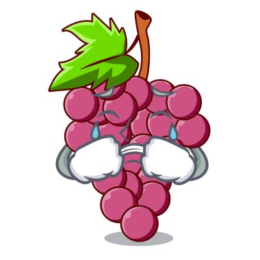 Kırmızı üzüm meyve maskot tablo vectoer resimde yukarıda ağlıyor