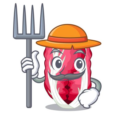 Çiftçi radiccho maskotu vektör çizim şeklinde