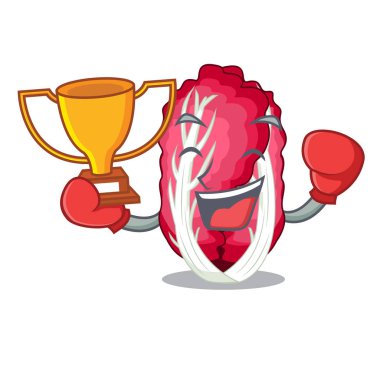 Kazanan sebze radicchio ile çizgi film vektör illüstrasyon izole boks