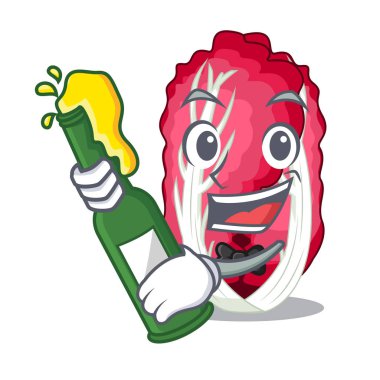 Bira ile sebze radicchio ile çizgi film vektör illüstrasyon izole.