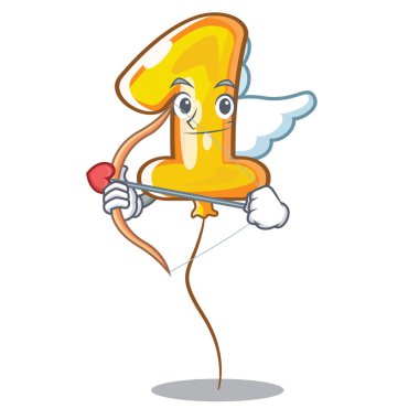 Aşk tanrısı numaralı balonunda çizgi film şekil vektör çizim