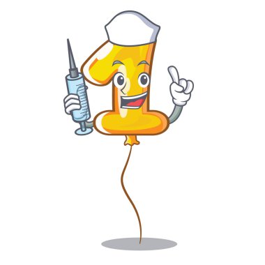 Hemşire numaralı balon maskot vektör illüstrasyon izole