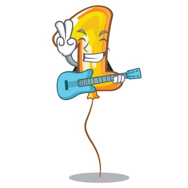 Gitar balon bir numara ile karakter duvar vektör çizim yukarıda