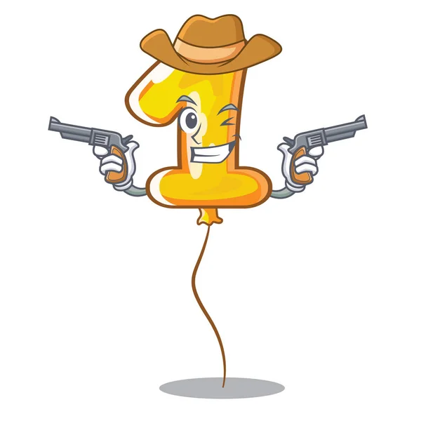 Nummer Een Ballon Cowboy Cartoon Vorm Vectorillustratie — Stockvector