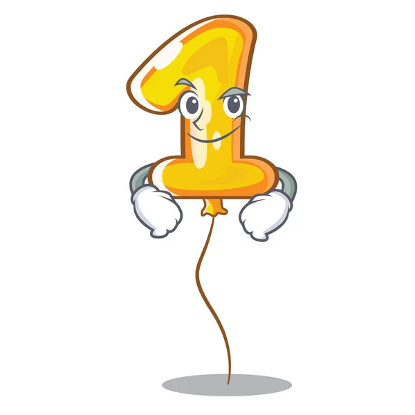 Smirking Number One Balloon Isolated Mascot Vector Illustration — Stock Vector