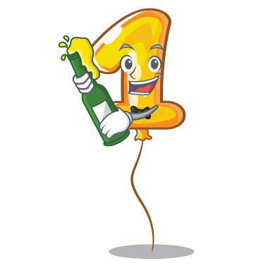 Bira numaralı balon stickto çizgi film kapı vektör çizim ile