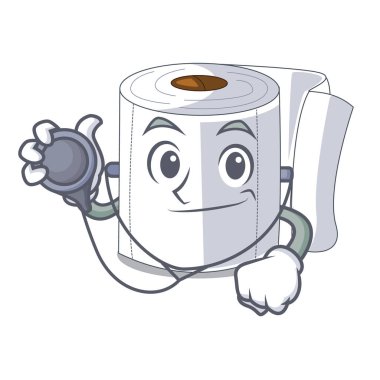 Doktor karikatür tuvalet kağıdı banyo vektör çizim