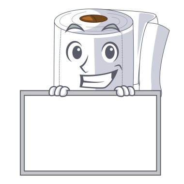 Banyo vektör çizim kurulu karikatür tuvalet kağıdı ile sırıtarak