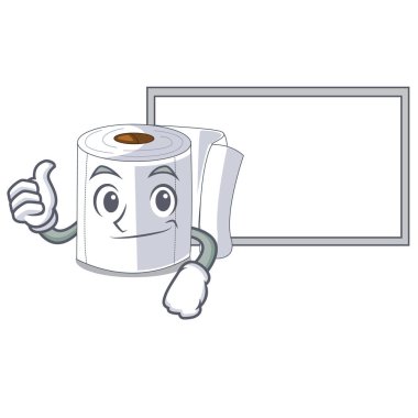 Başparmak yukarıya ile banyo vektör çizim kurulu karikatür tuvalet kağıdı