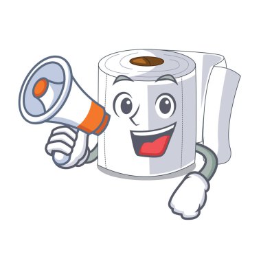 Megafon karikatür tuvalet kağıdı ile banyo vektör çizim
