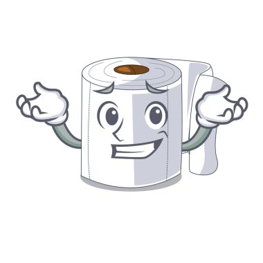 Duvar vektör çizim üzerinde sırıtan karakter tuvalet kağıdı haddelenmiş