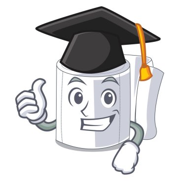 Mezuniyet karakter tuvalet kağıdı duvar vektör çizim üzerinde haddelenmiş