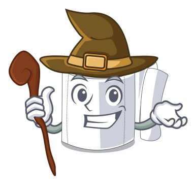 Cadı tuvalet kağıdı maskot vektör çizim şeklinde