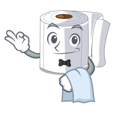 Garson tuvalet kağıdı maskot vektör çizim şeklinde